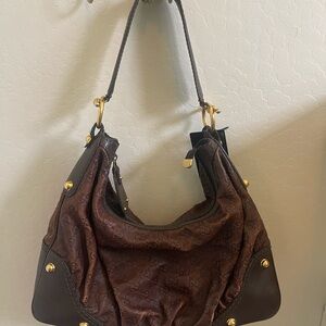 Gucci Guccissima Medium Brown Hobo Jockey Shoulder Bag Authenticated